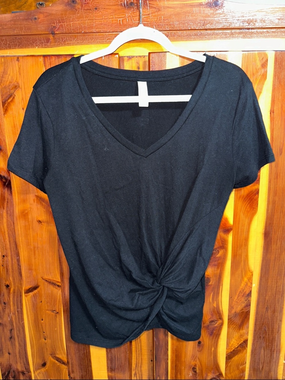 Altar’d State Black V-Neck Knot Front Top